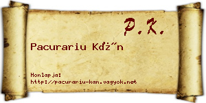 Pacurariu Kán névjegykártya